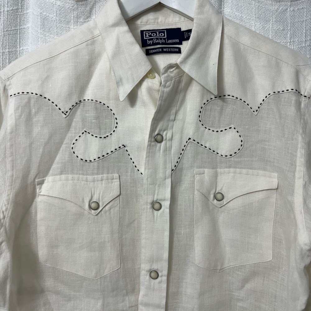 Polo by Ralph Lauren Men's Denver Western White Linen Shirt